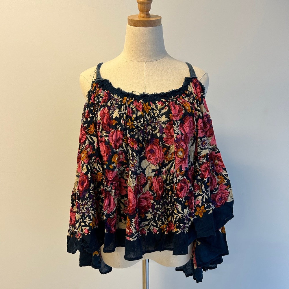 Free People Floral Multi-Way Strap Blouse